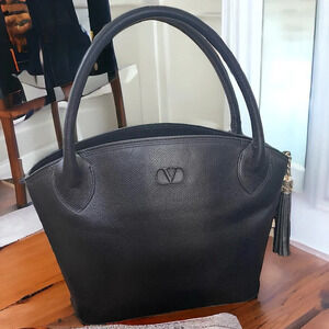 Valentino Garavani Black Leather Top Handle Bag